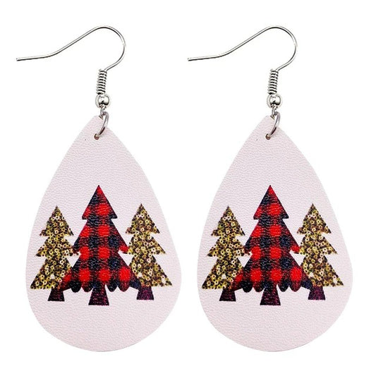 White Christmas Tree Drop Earrings