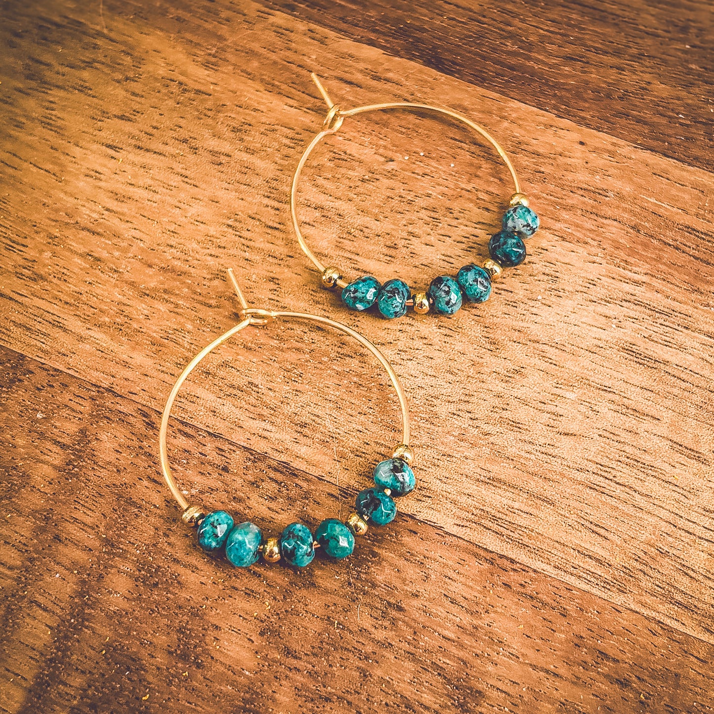 Beautiful Turquoise Stone Hoop Earrings