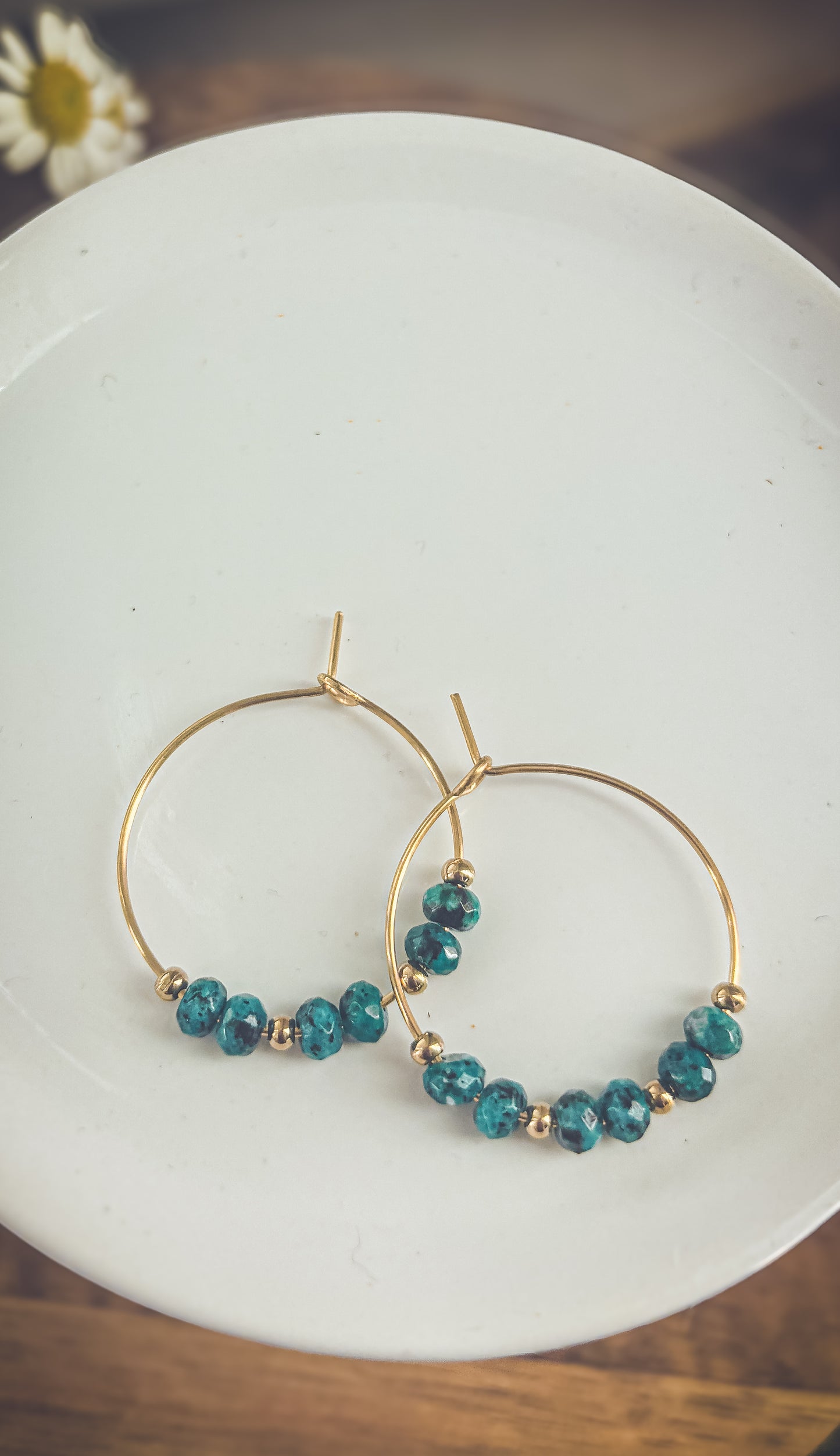 Beautiful Turquoise Stone Hoop Earrings