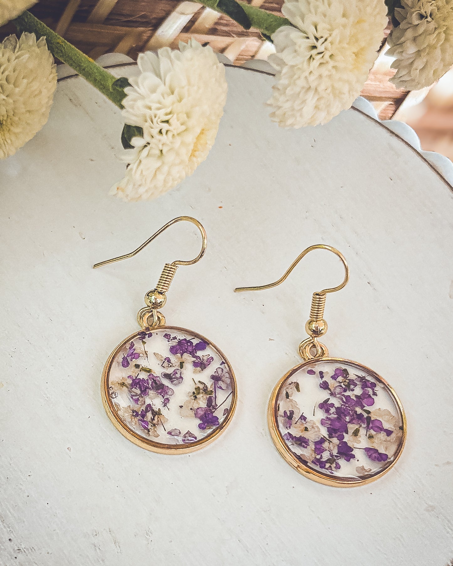 Beautiful Purple Flower Earrings