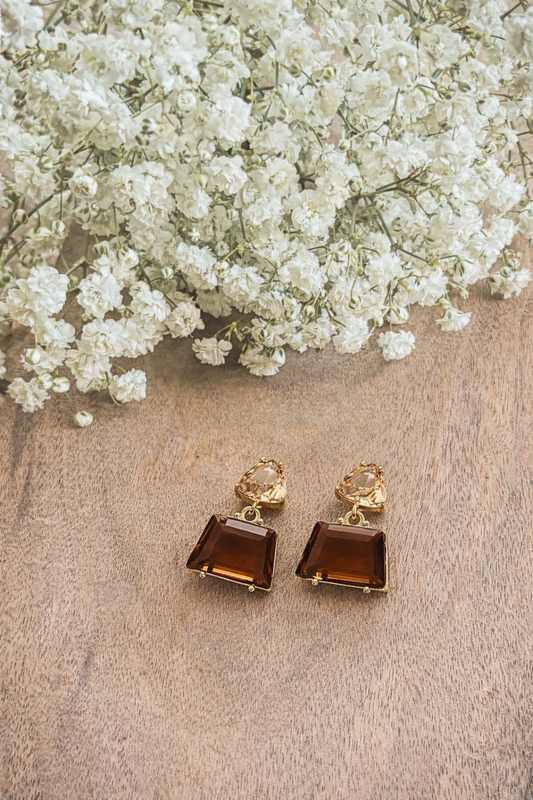Beautiful Brown Crystal Earrings