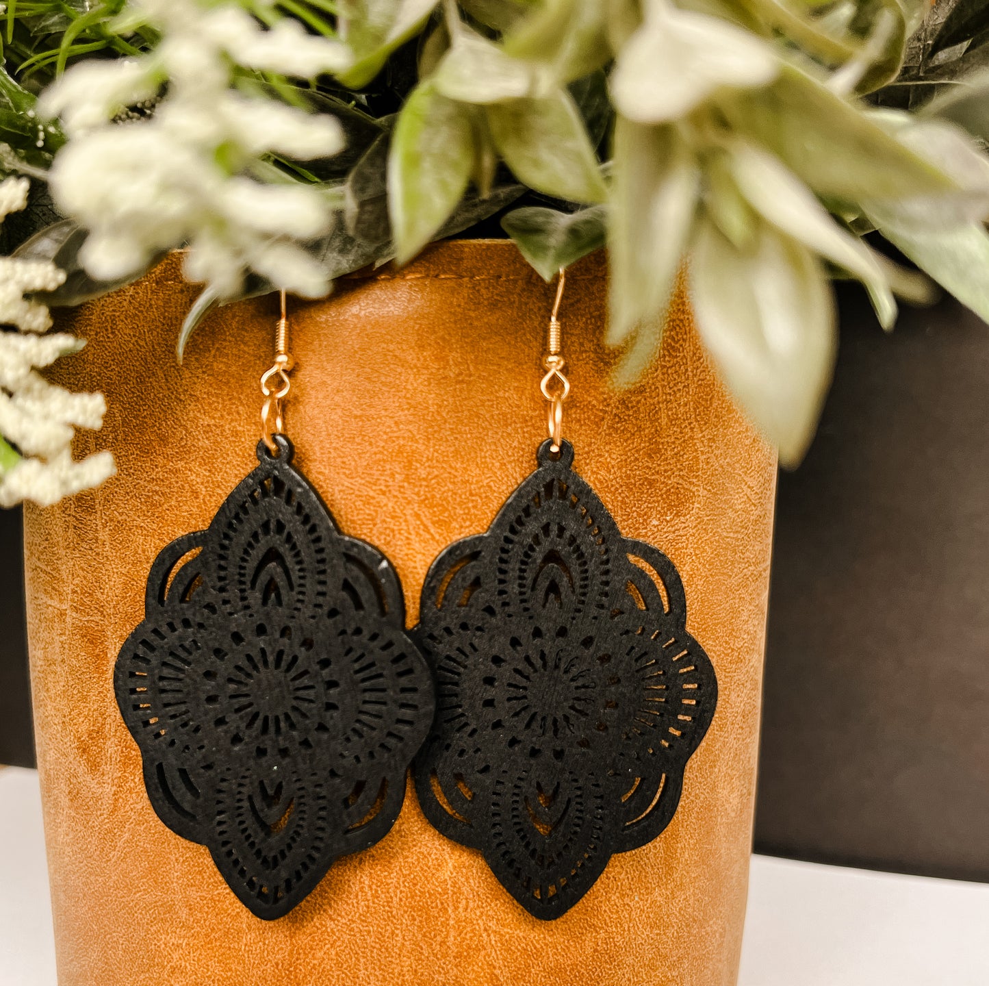 Beautiful Black Wood Earrings