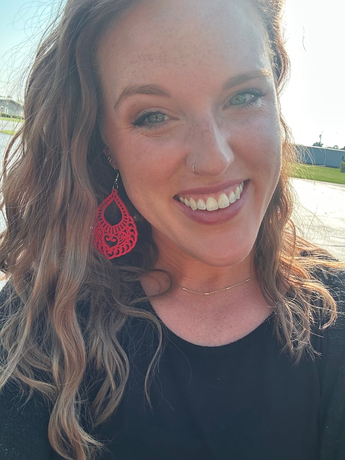 Beautiful Red Wood Earrings