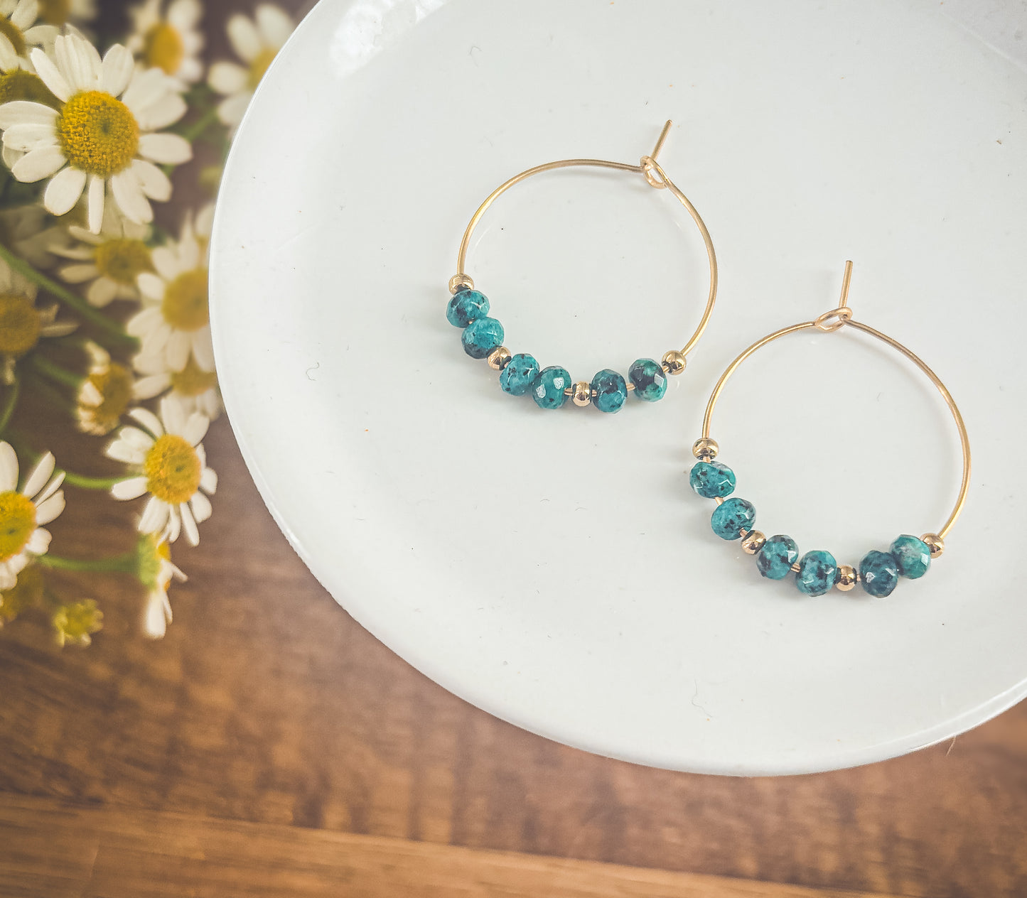 Beautiful Turquoise Stone Hoop Earrings
