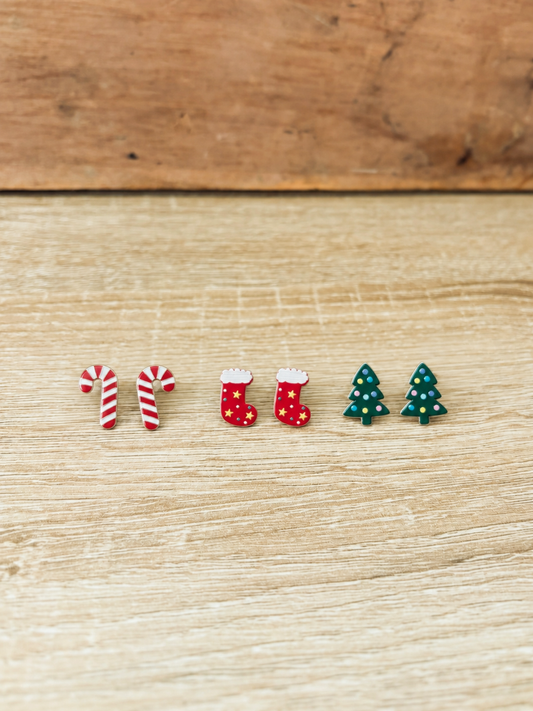 Christmas Stud Earring Trio Set