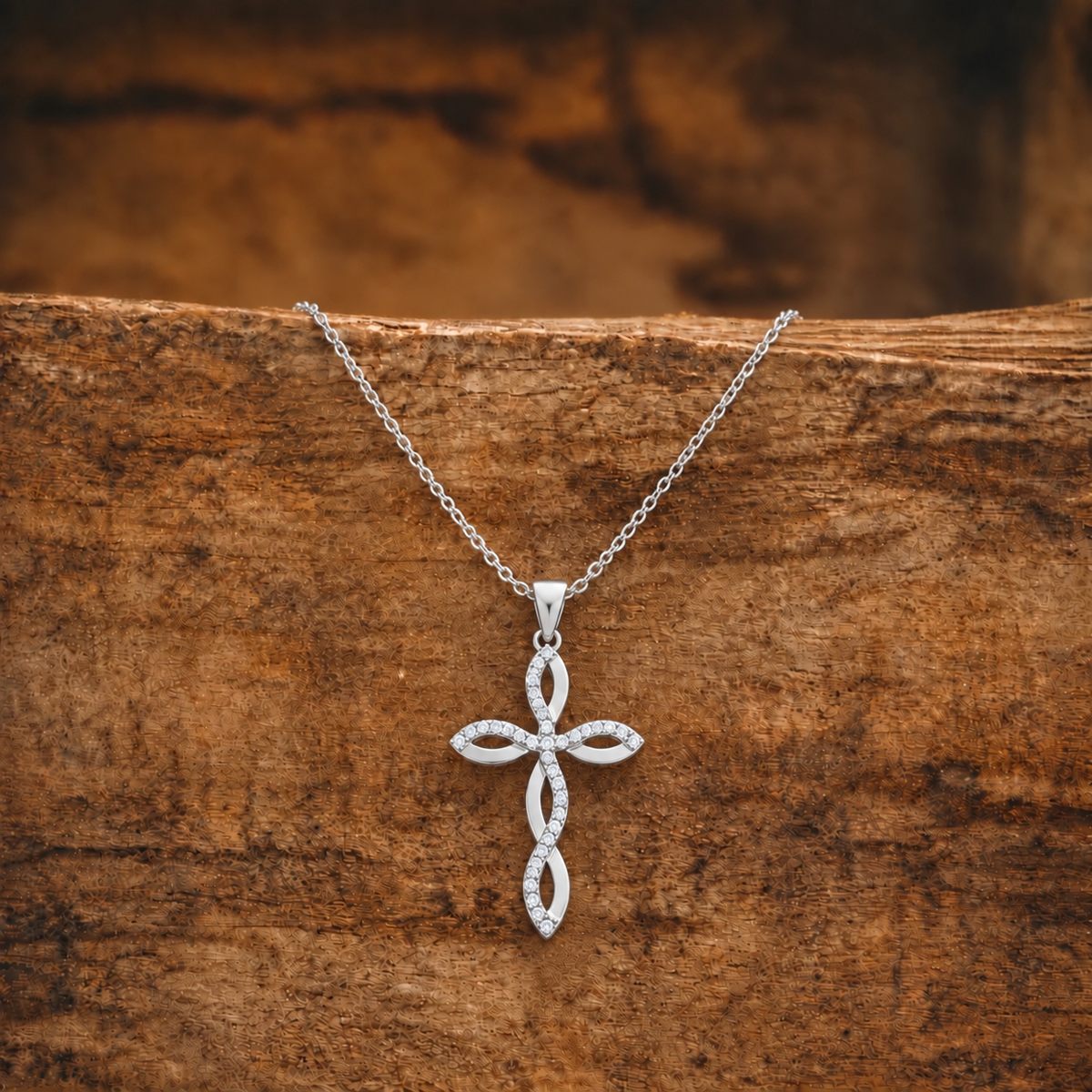 Gold or Silver Crystal Cross Necklace