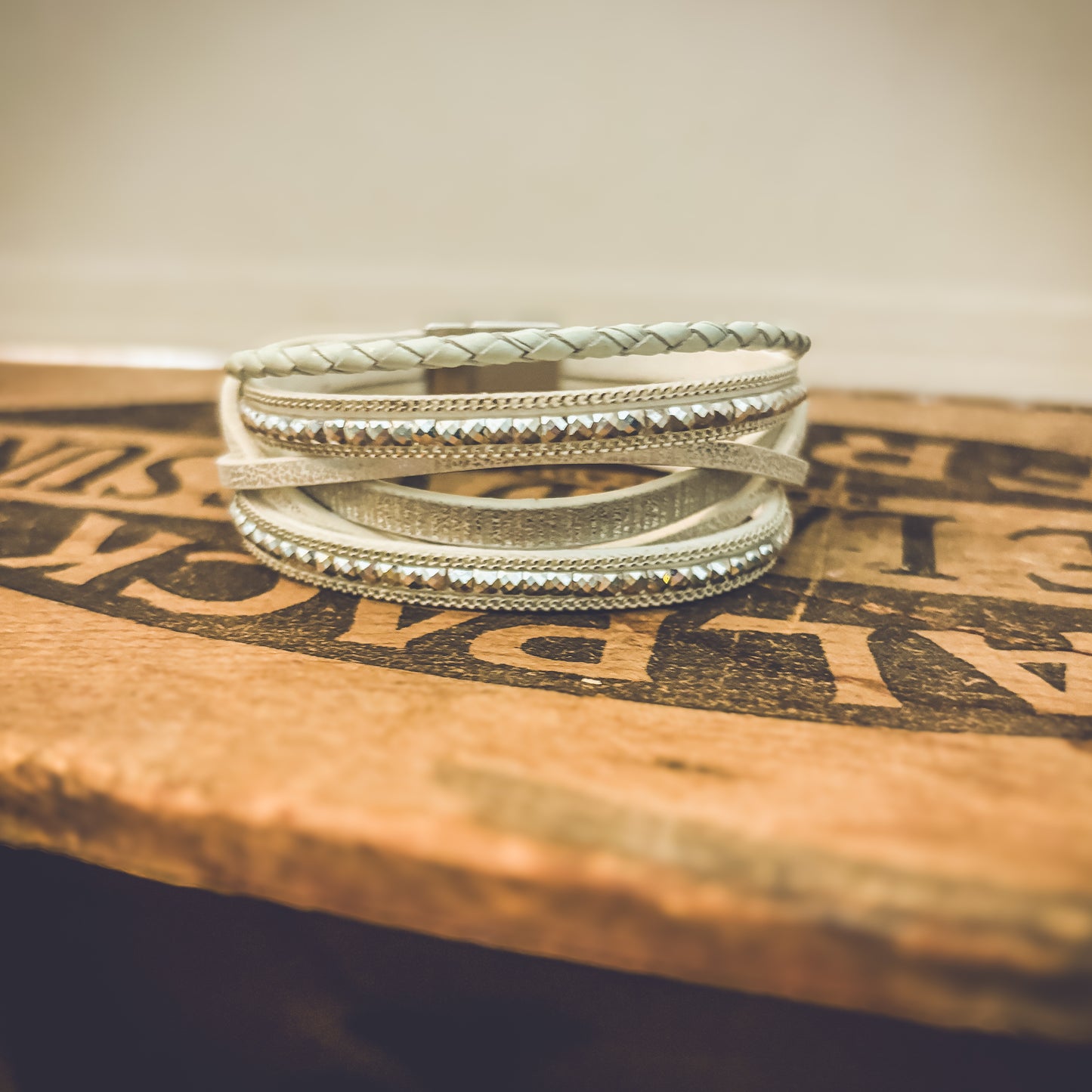 Beautiful White Leather Cuff Bracelet