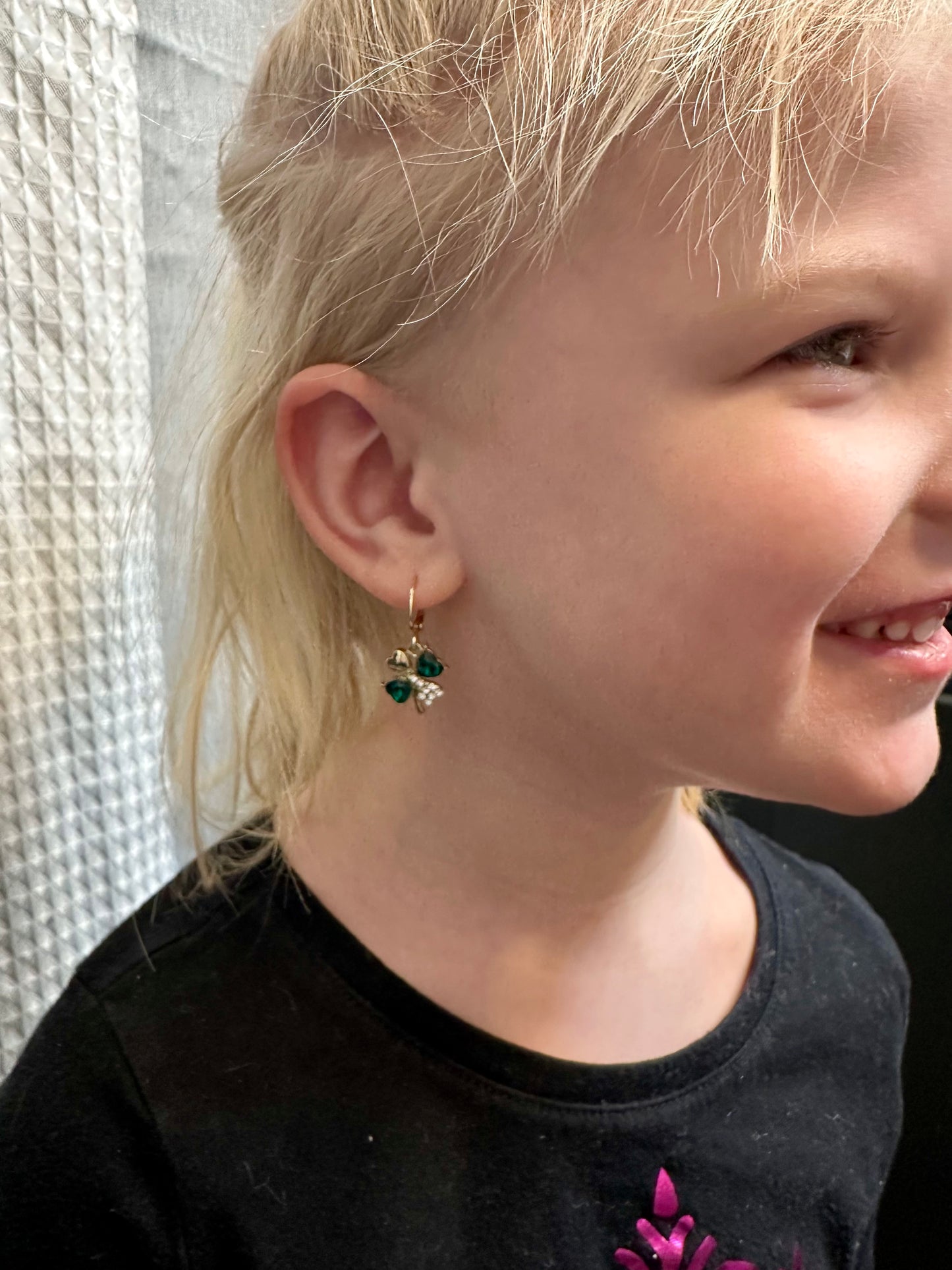 Beautiful Gold and Emerald Shamrock Earrings