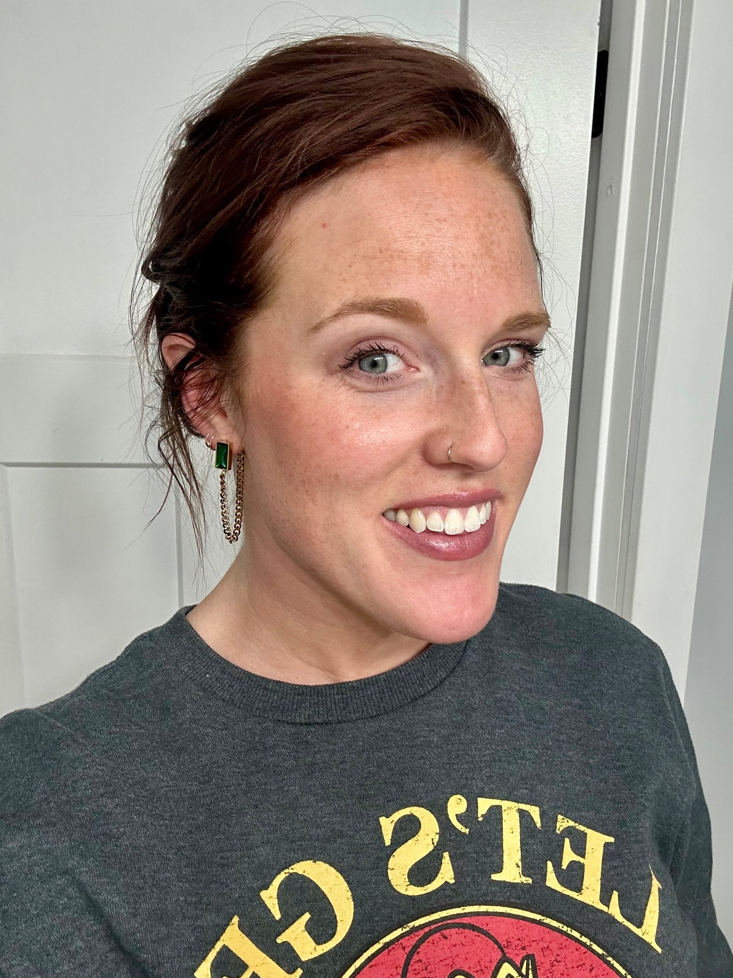 Beautiful Gold Chain and Emerald Earrings