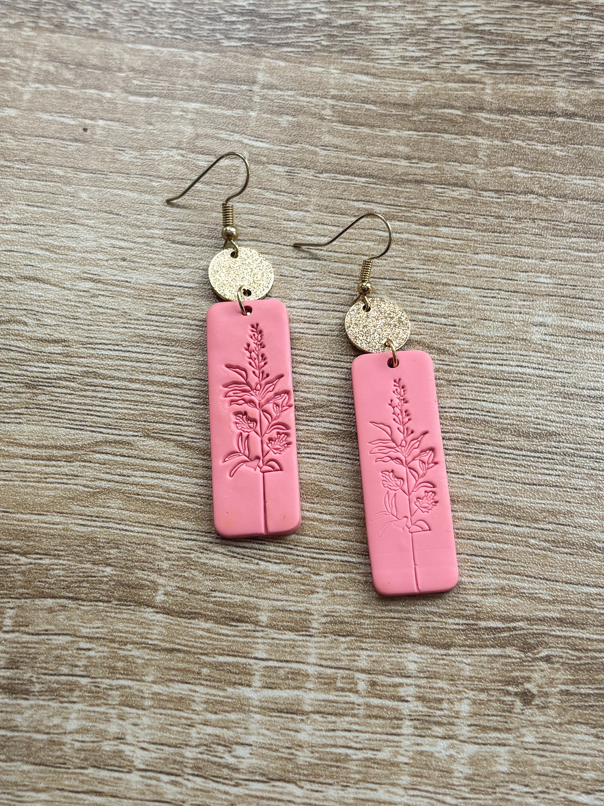 Beautiful Pink and Gold Floral Earrings