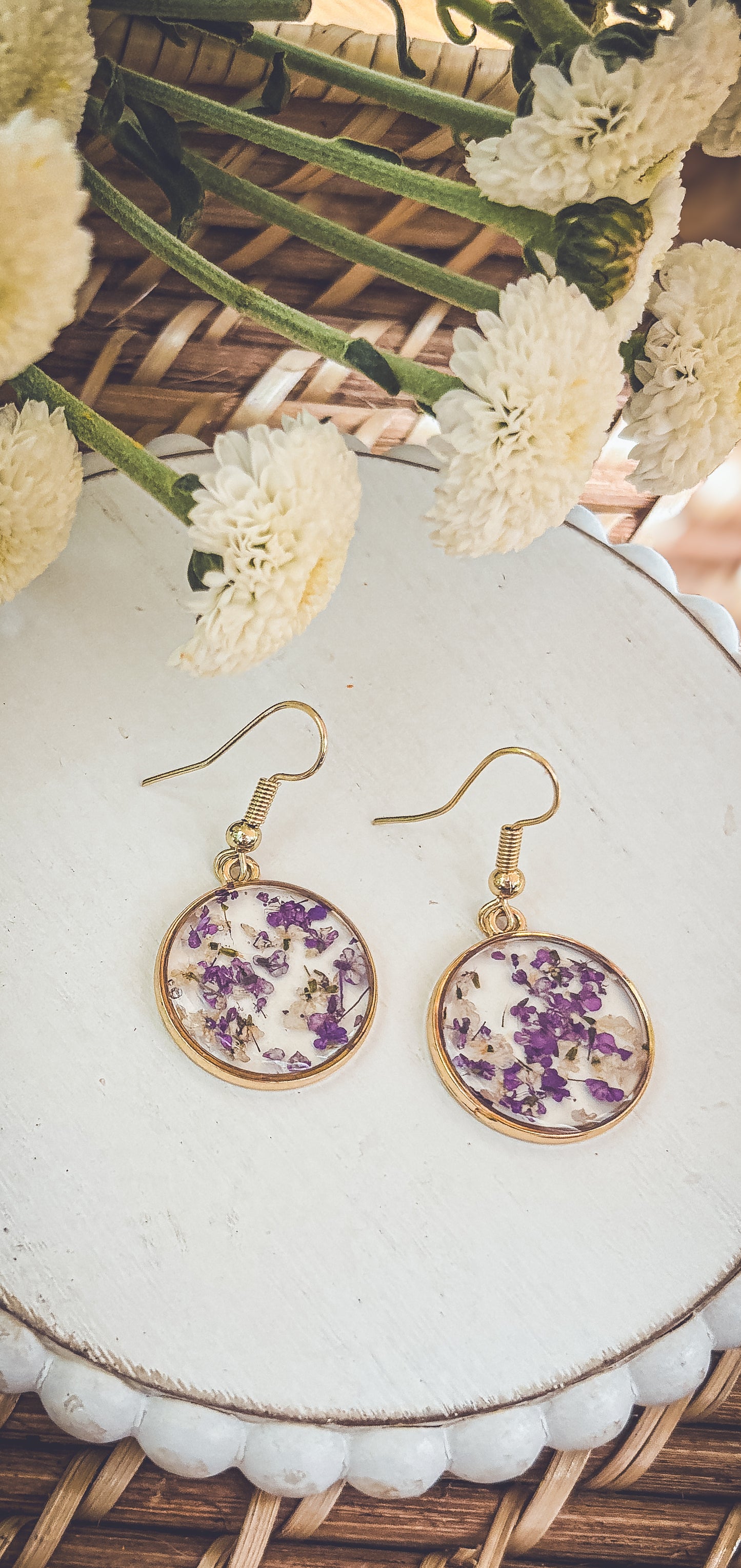 Beautiful Purple Flower Earrings