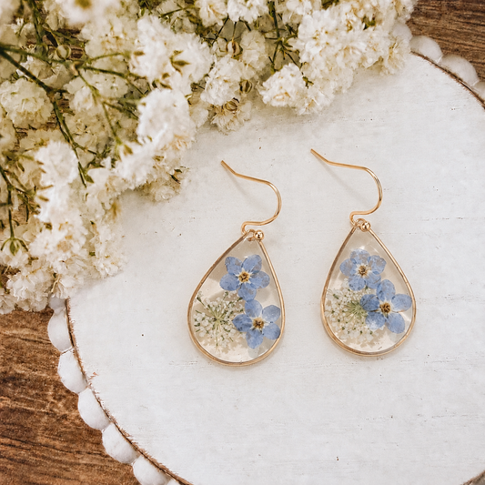 Forget Me Not Pressed Flower Earrings