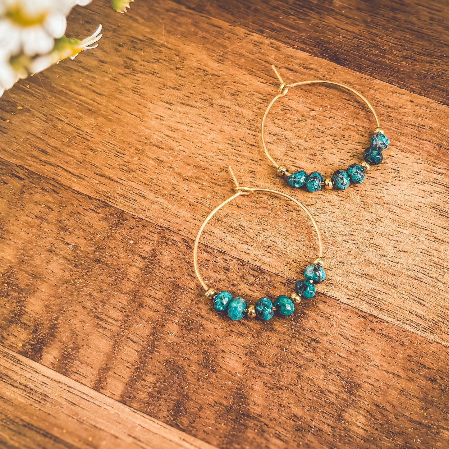 Beautiful Turquoise Stone Hoop Earrings