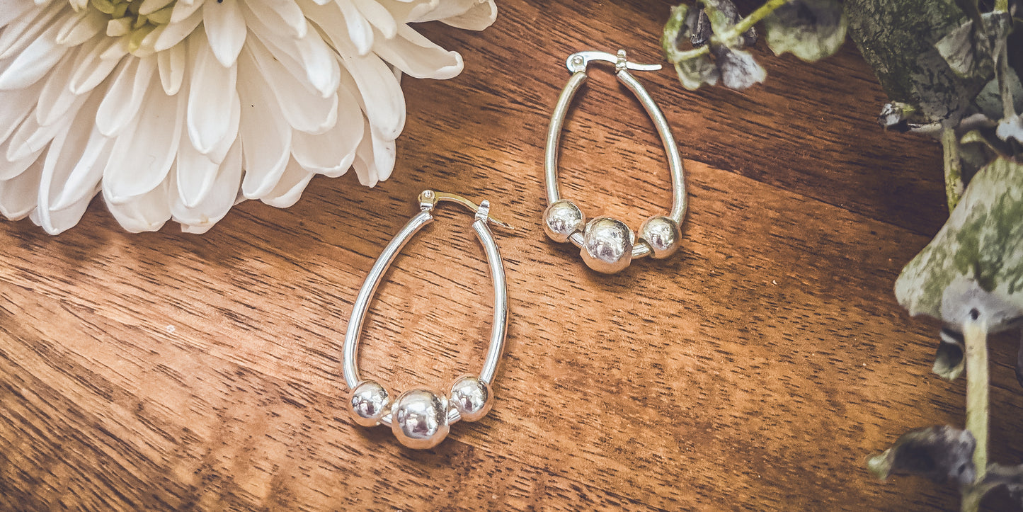 Beautiful Silver Hoop and Bauble Earrings
