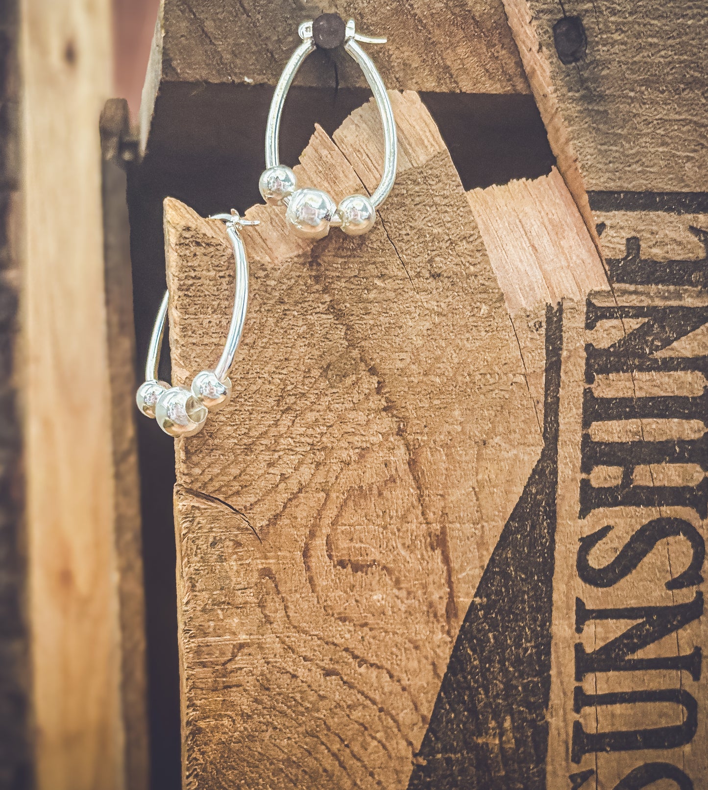 Beautiful Silver Hoop and Bauble Earrings