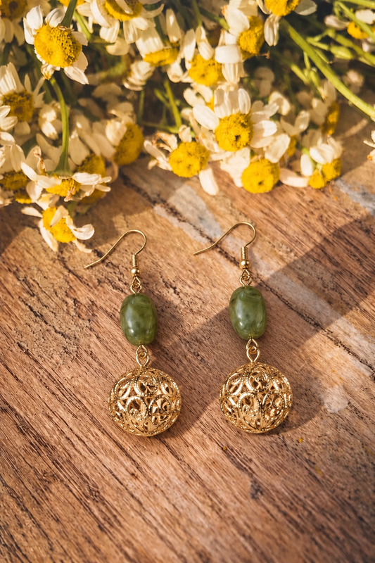Olive Grove Filigree Dangle Earrings