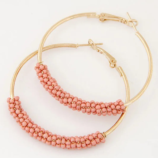 Beautiful Bright Beaded Hoop Earrings
