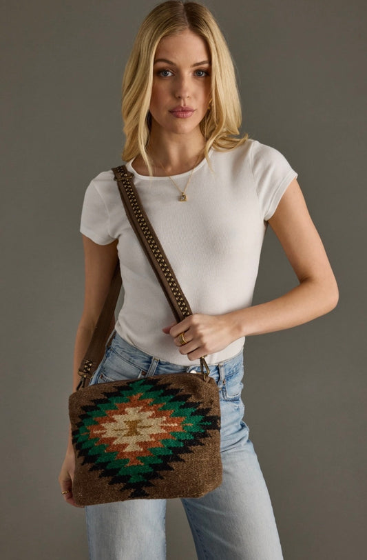 Brown & Multicolored Western Crossbody