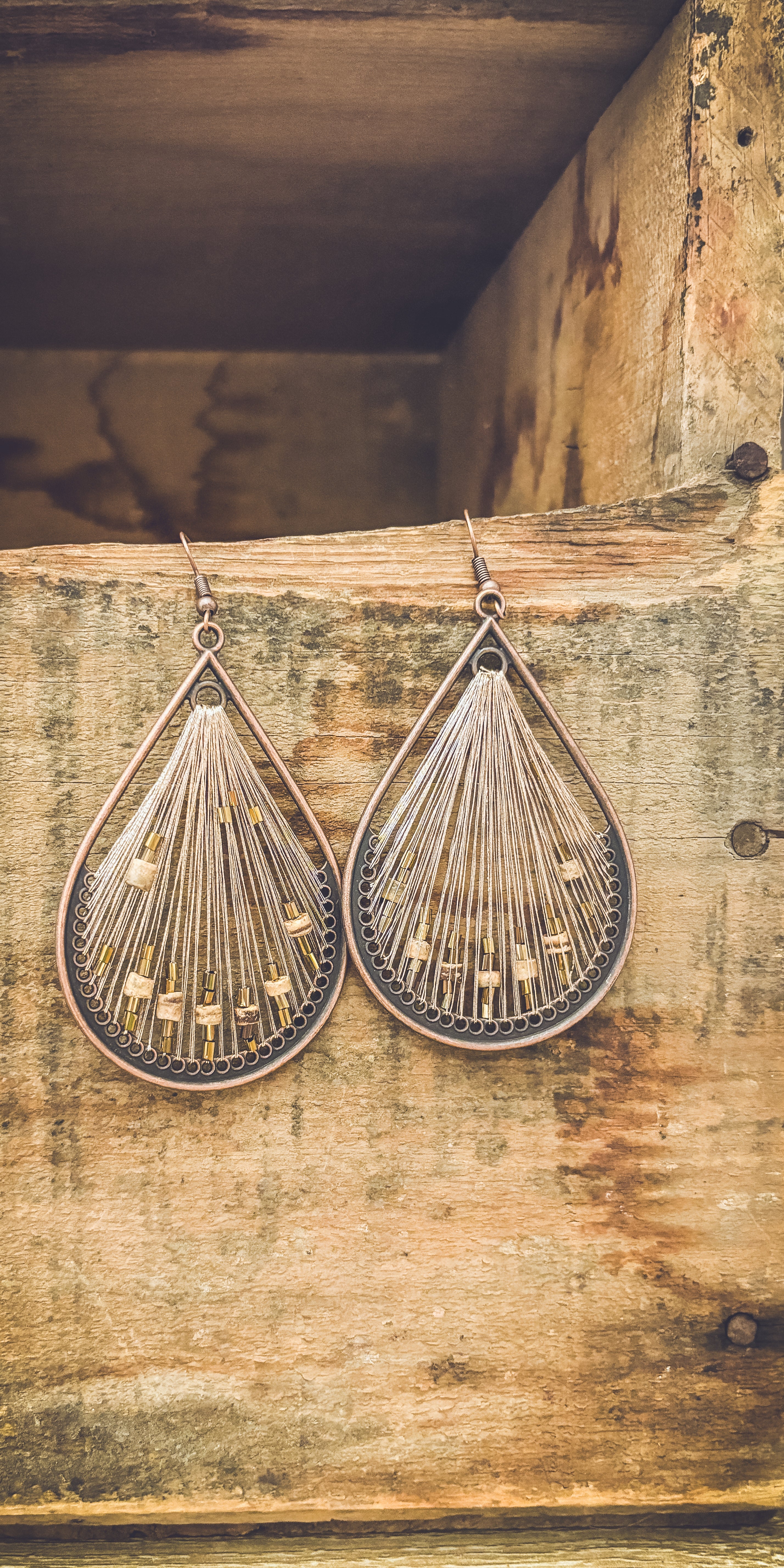 String Ear Rings Large String and Wood Drop Earrings – Rooted Home Goods
