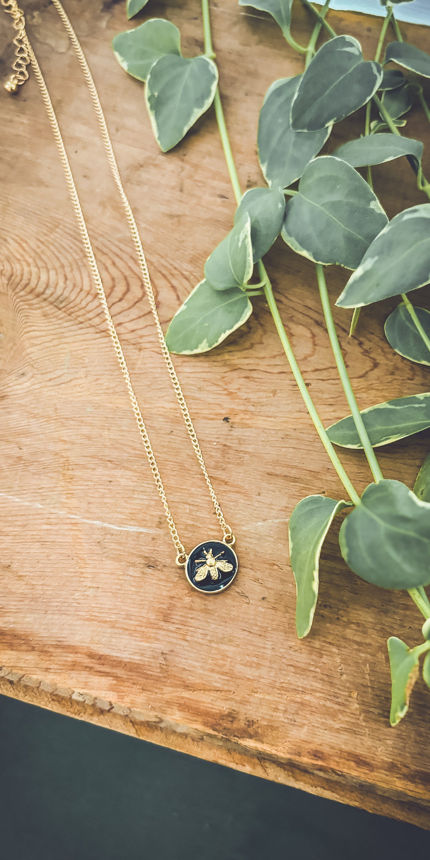 Beautiful Black and Gold Bee Necklace