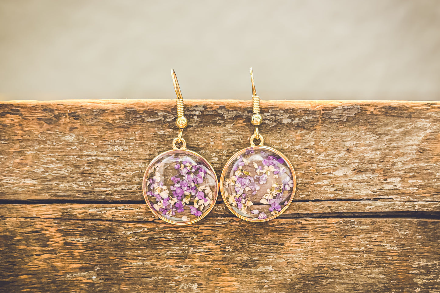 Beautiful Purple Flower Earrings