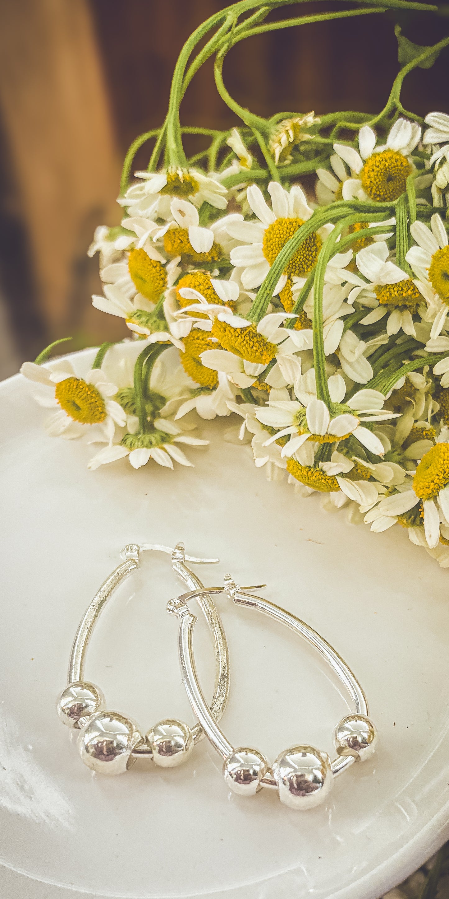 Beautiful Silver Hoop and Bauble Earrings