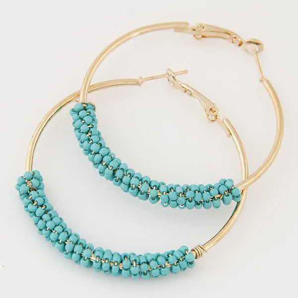 Beautiful Bright Beaded Hoop Earrings