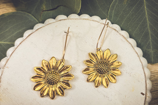 Beautiful Gold Sunflower Earrings