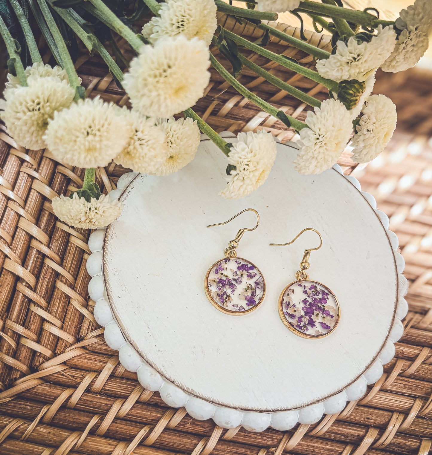 Beautiful Purple Flower Earrings