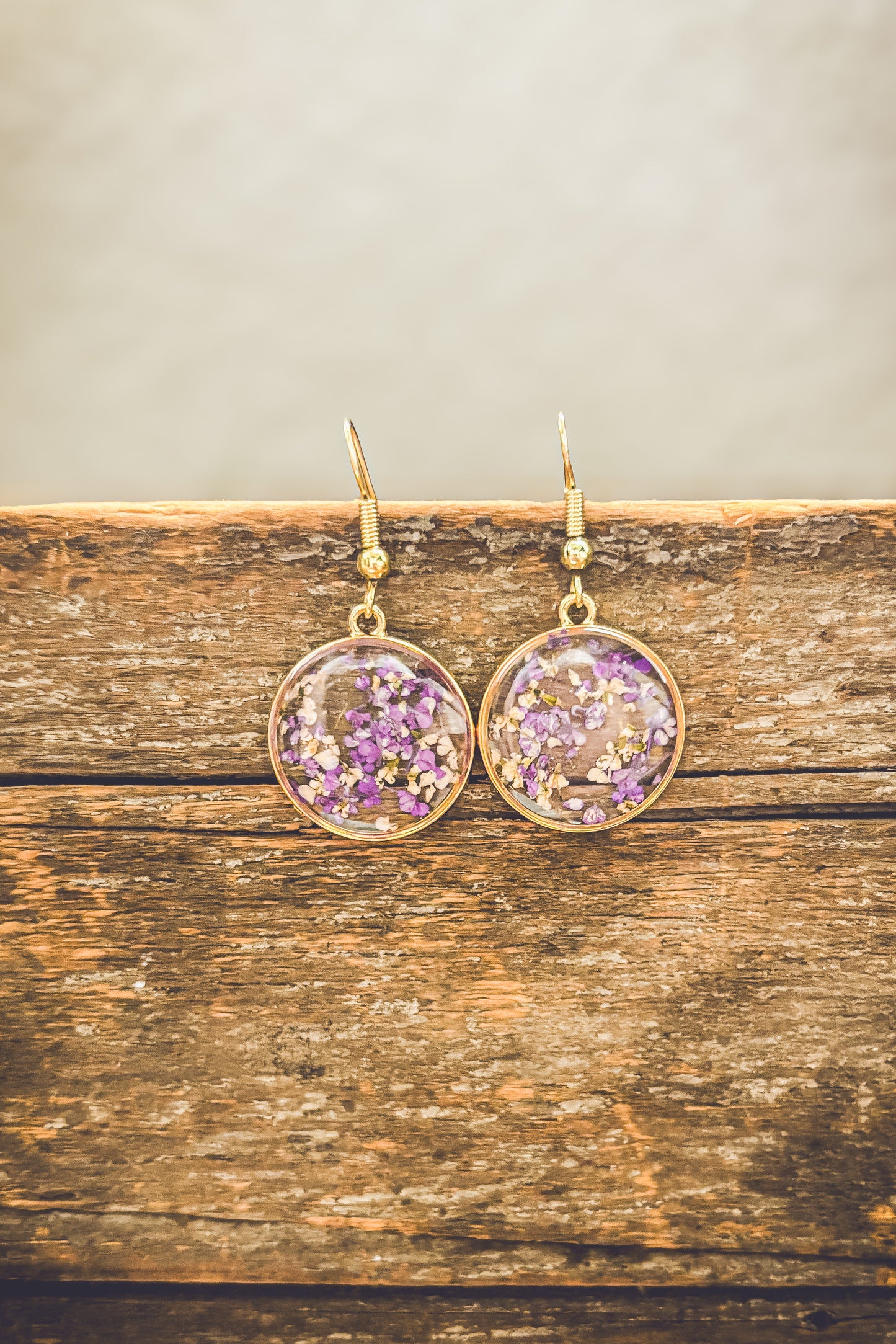 Beautiful Purple Flower Earrings