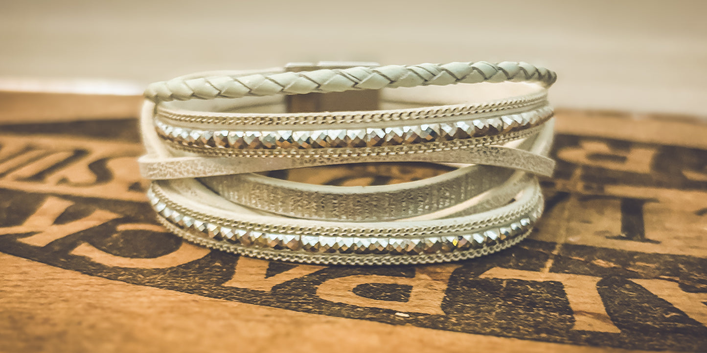 Beautiful White Leather Cuff Bracelet