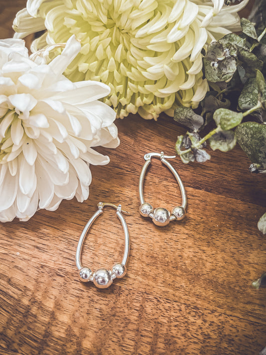 Beautiful Silver Hoop and Bauble Earrings