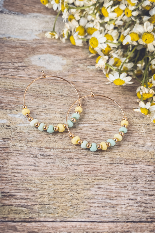 Beautiful Bright Beaded Hoop Earrings