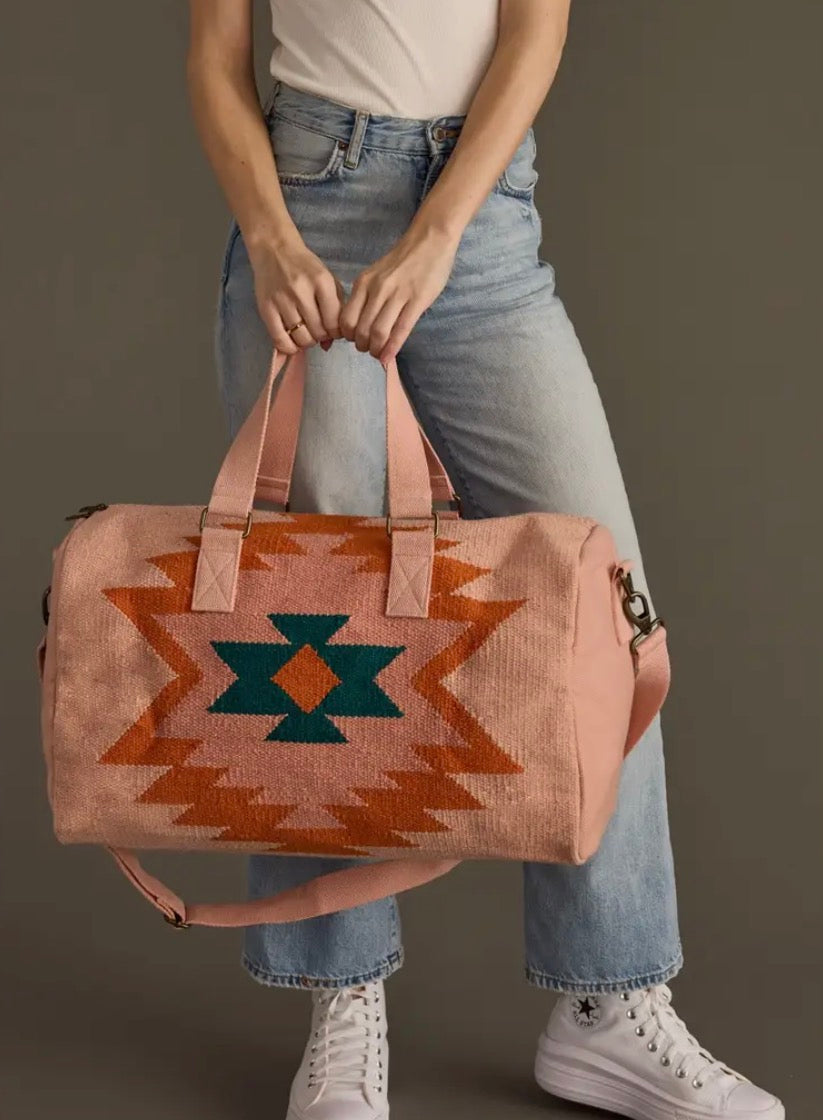 Pink, Orange, Blue and Green Aztec Duffle