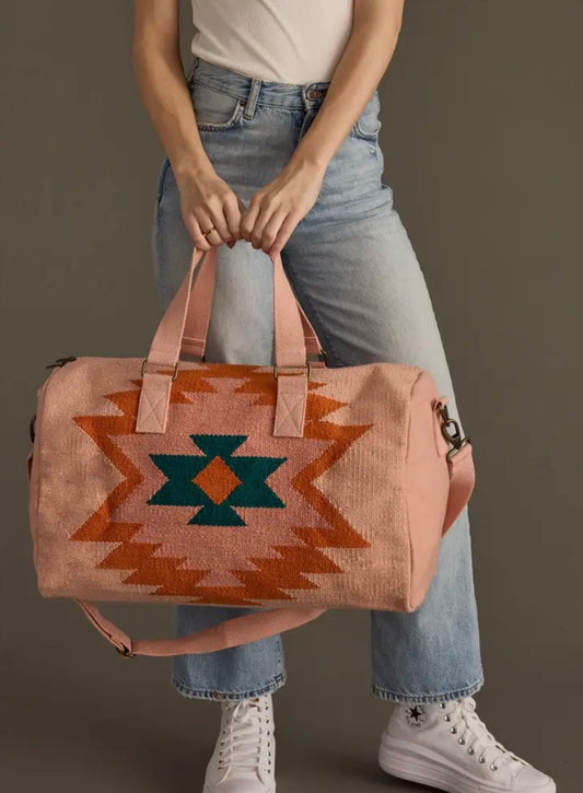 Pink, Orange, Blue and Green Aztec Duffle