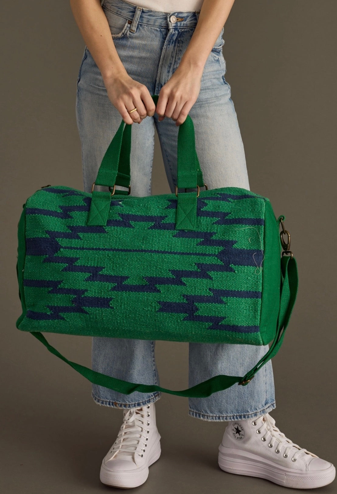 Green & Navy Aztec Duffel