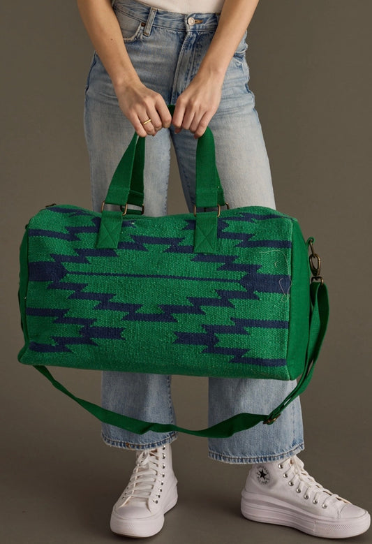 Green & Navy Aztec Duffel