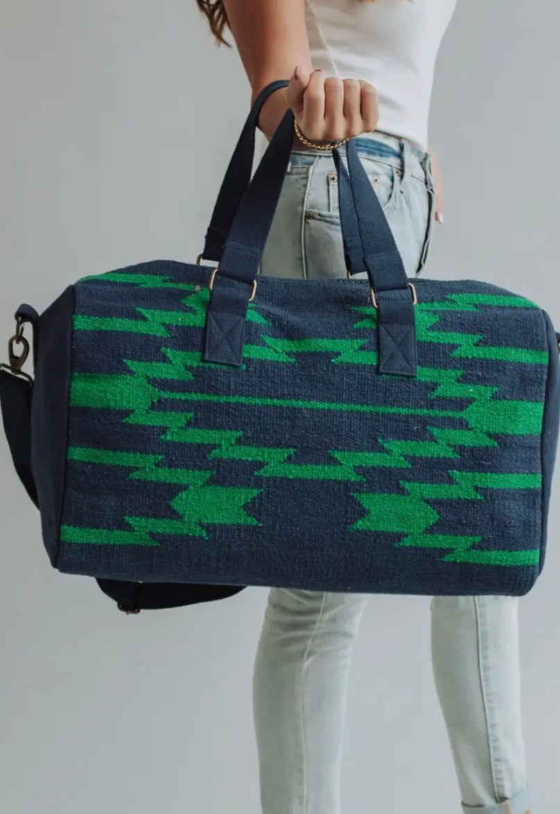 Navy & Green Aztec Duffel