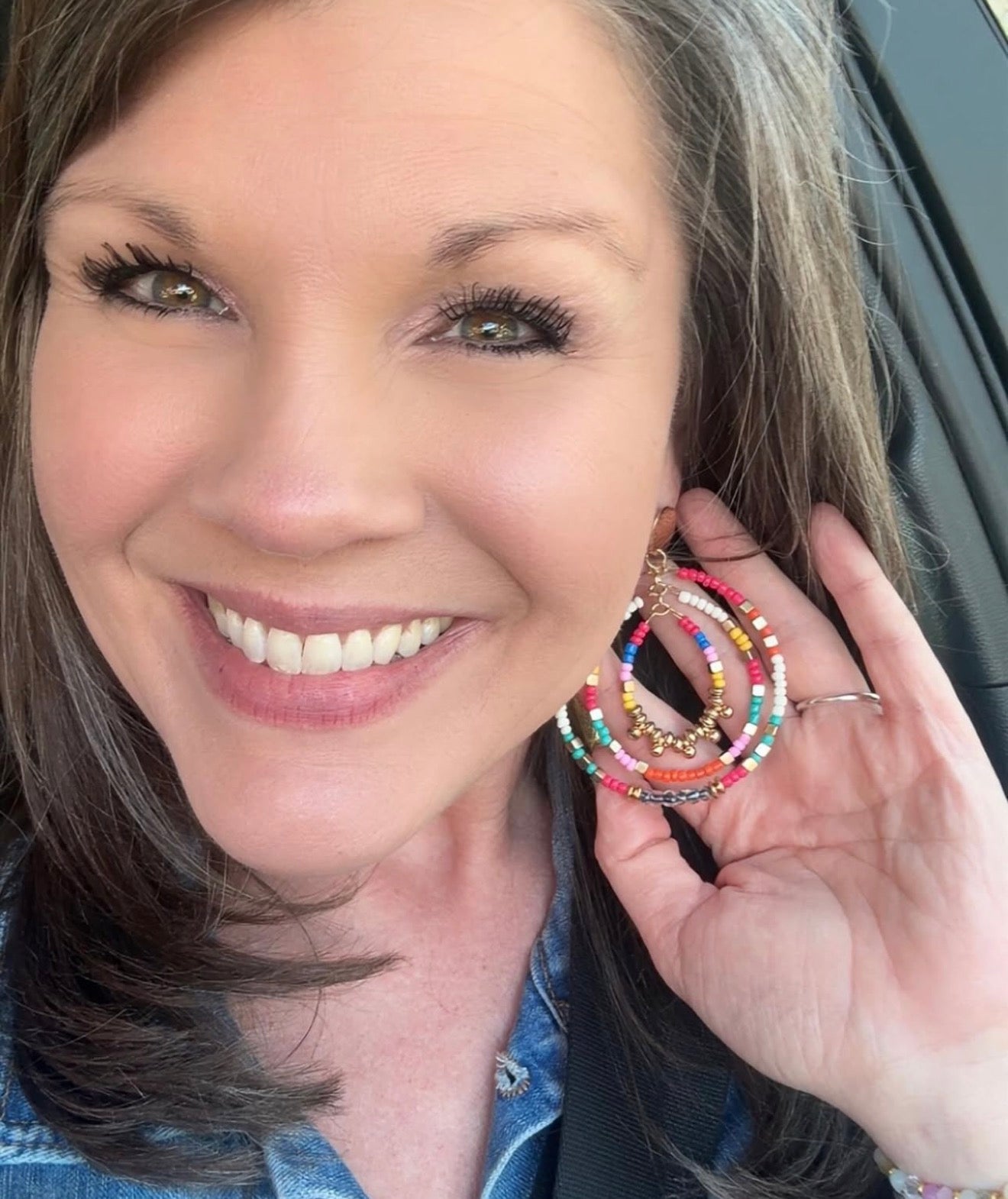 Beautiful Pink Beaded Statement Earrings