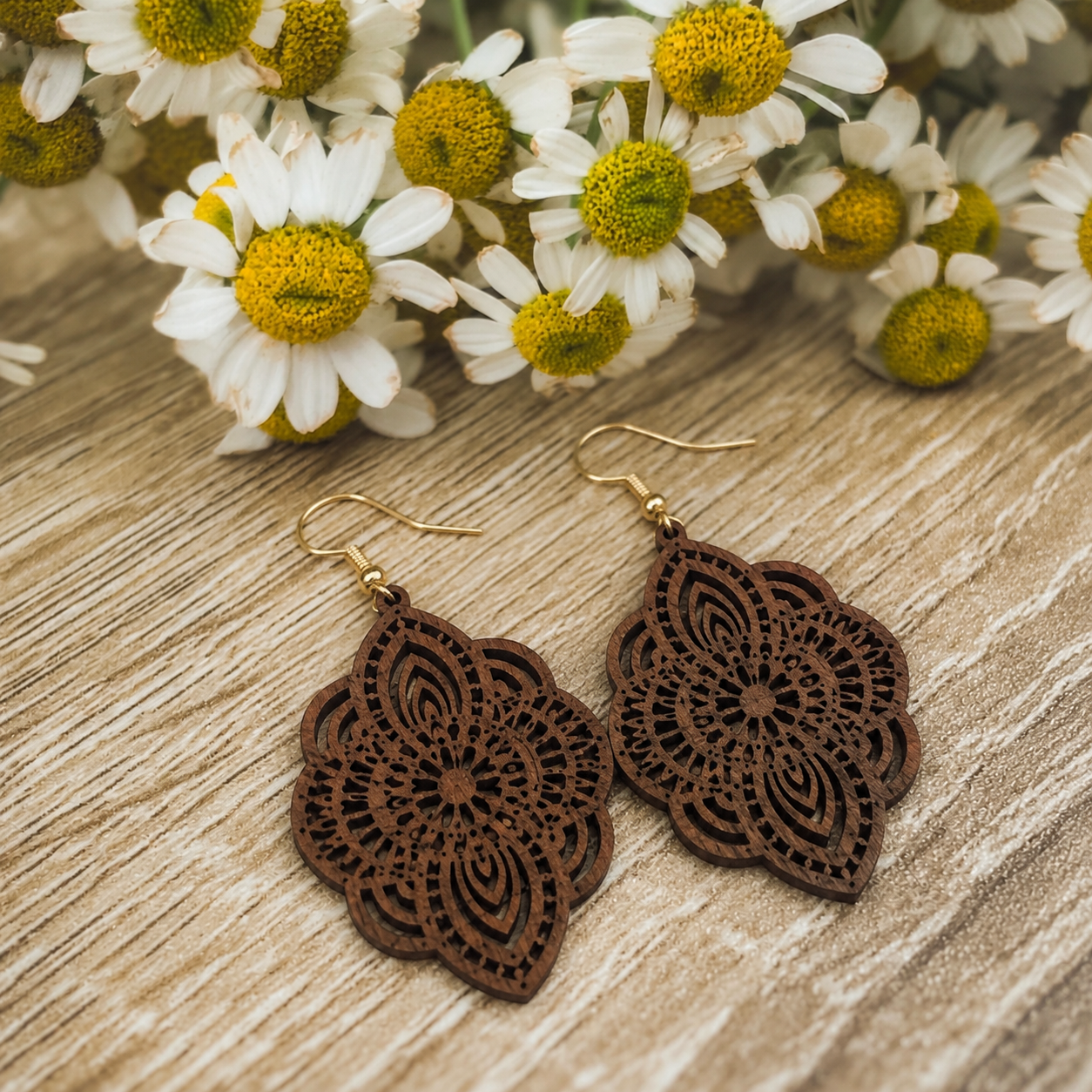 Beautiful Brown Wood Earrings