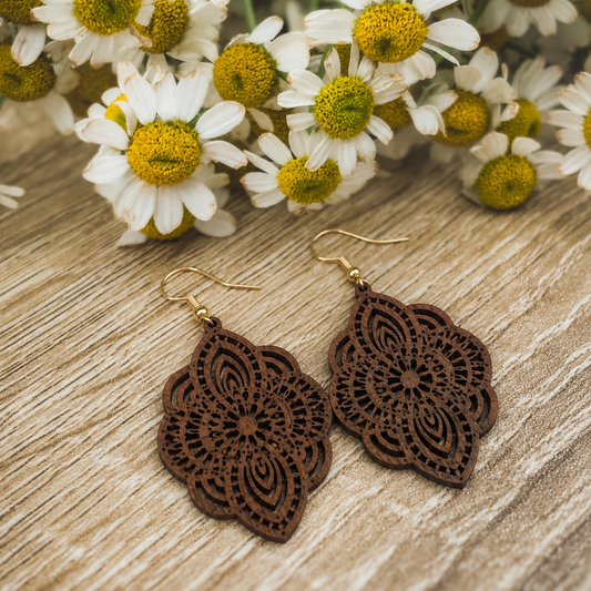 Beautiful Brown Wood Earrings