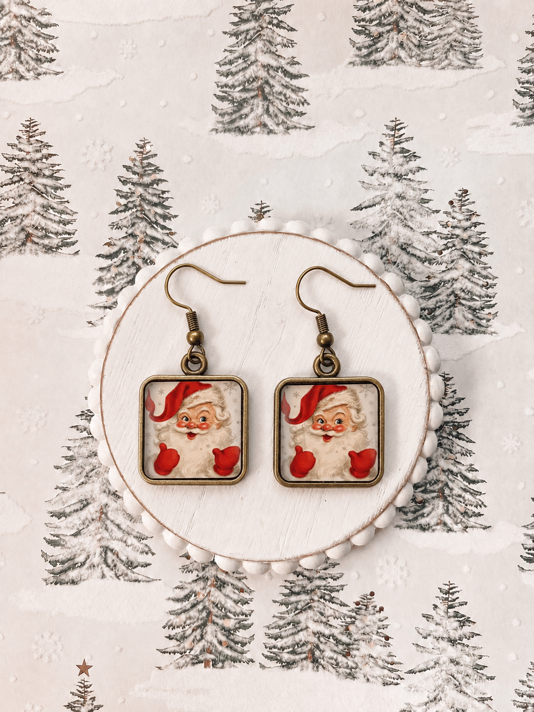 Vintage Jolly Santa Earrings