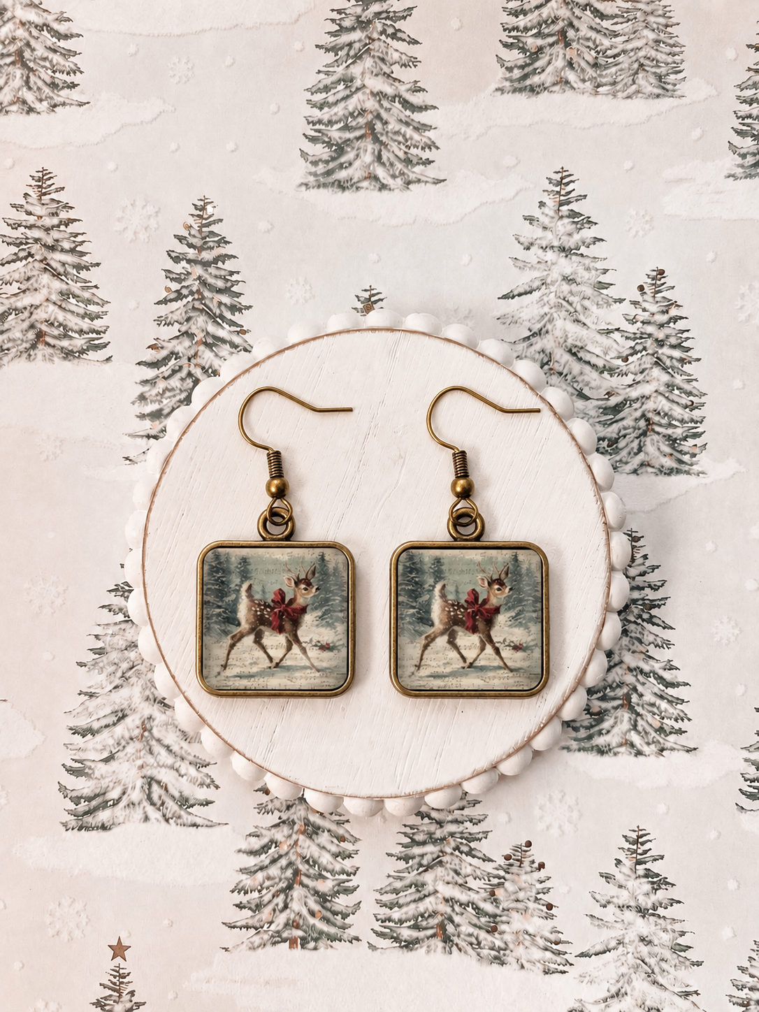 Vintage Winter Fawn Earrings