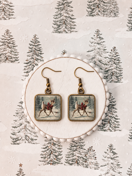 Vintage Winter Fawn Earrings
