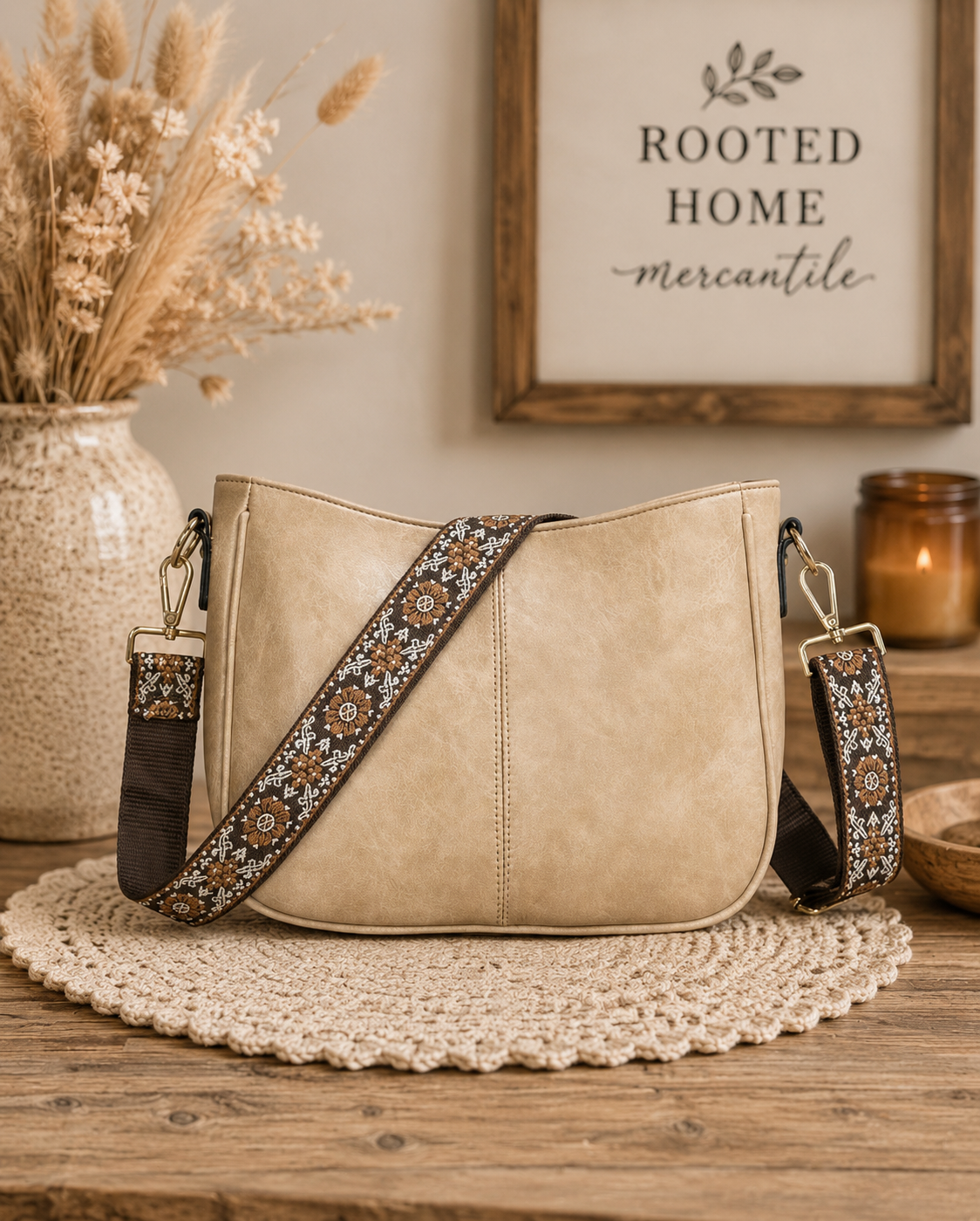 Sydney Wide Shoulder Strap Crossbody Bag Cream