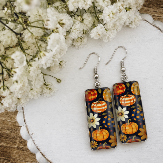 Pumpkin Patch Plaid Earrings 🎃🍂