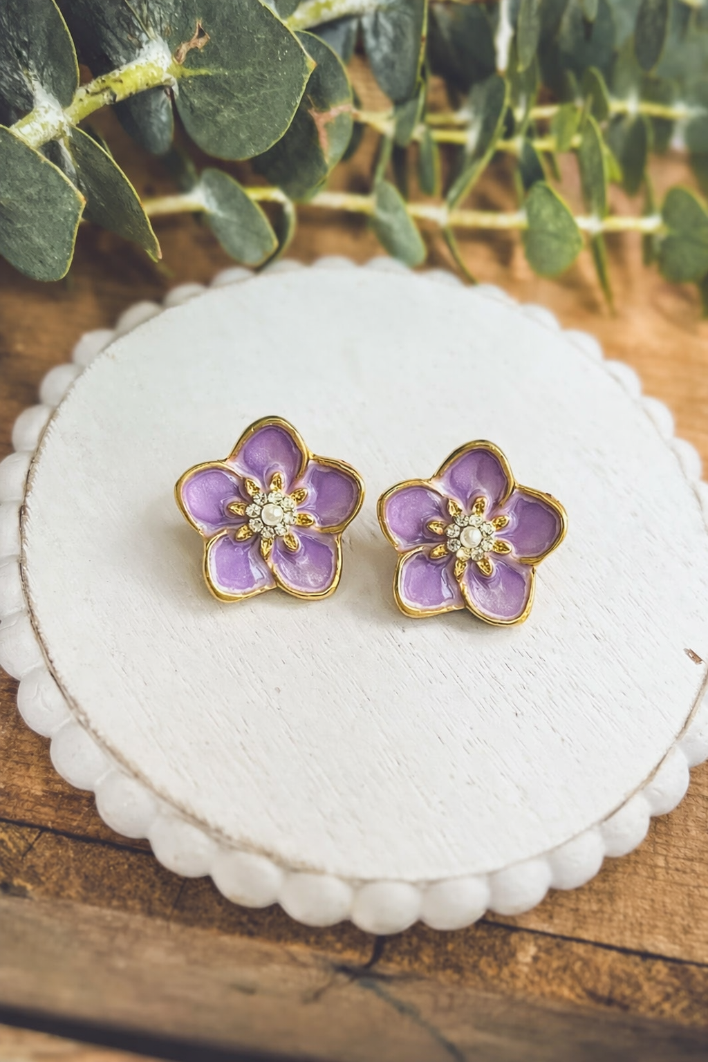 Adorable Purple Flower Earrings