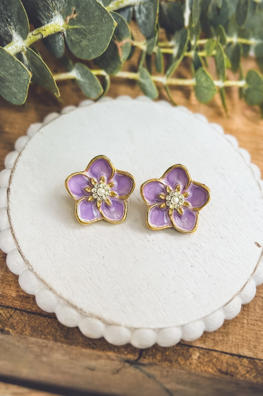 Adorable Purple Flower Earrings