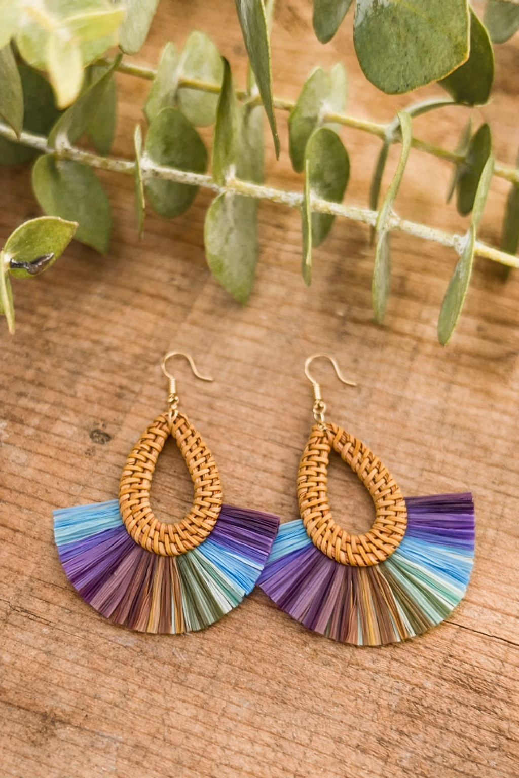 Beautiful Purple Raffia Earrings