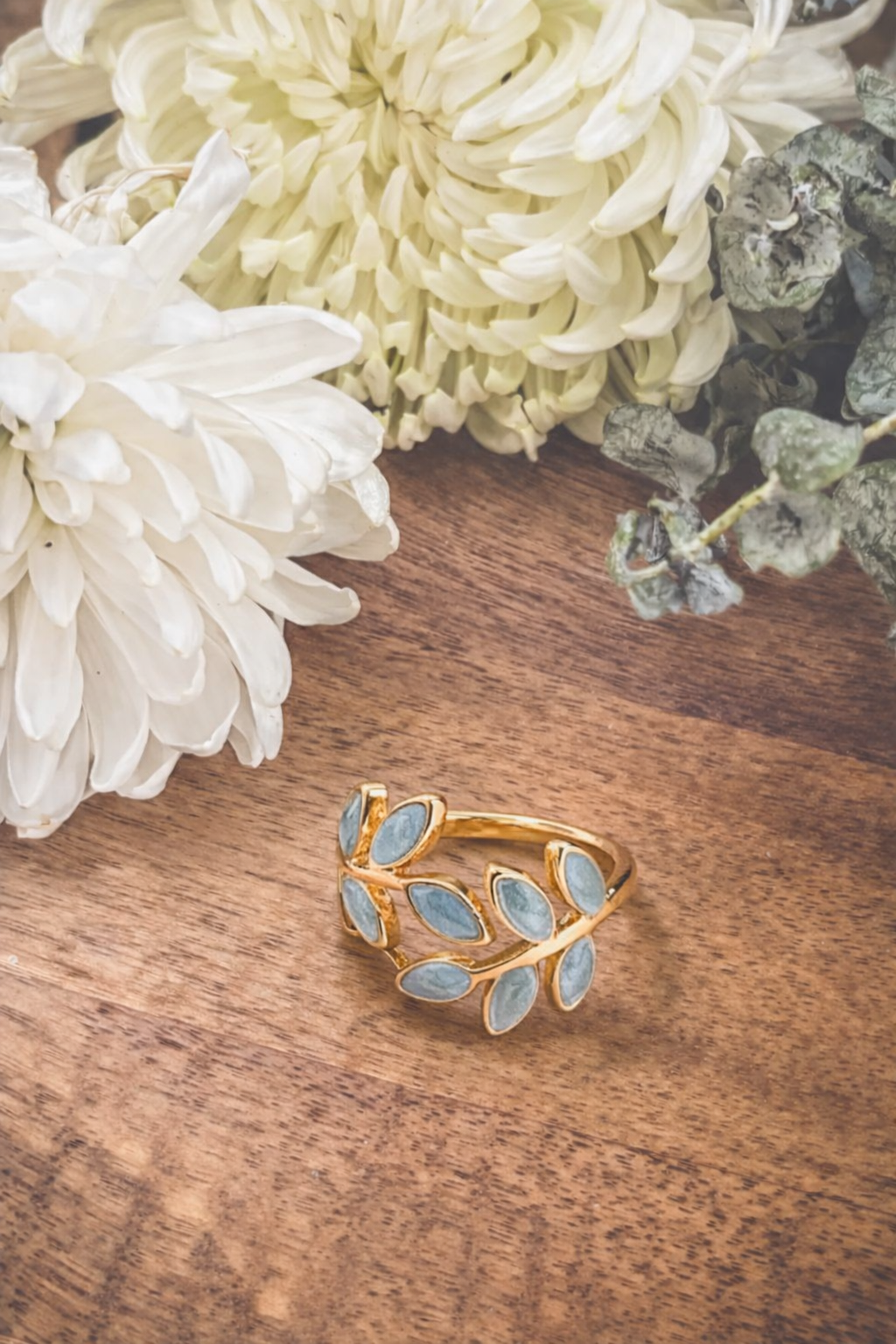 Adjustable Gold and Blue Ring